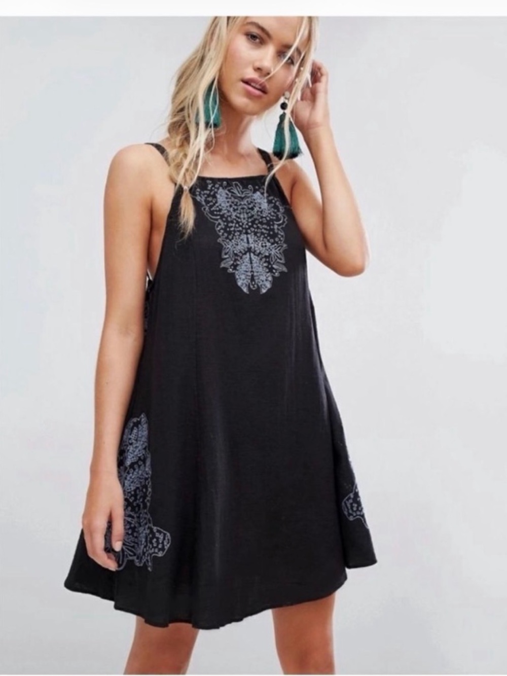Intimately Free Talum Cutout black embroidered slip dress Boho
